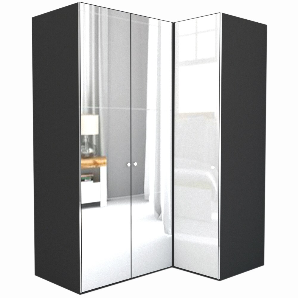 Dulap de Colt Genarom LEX Model B, Oglinda / Gri Lucios, 170-117 x 240 x 66 cm