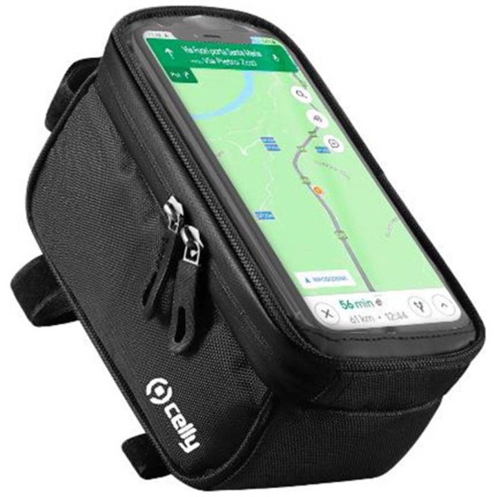 Celly Geanta Bicicleta cu suport smartphone, Neagra
