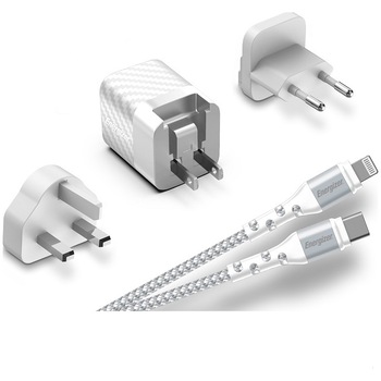 Incarcator Retea Energizer Power Delivery, fast charge, 20W, cablu tip Lightning inclus, lungime 1.2 metri, Alb