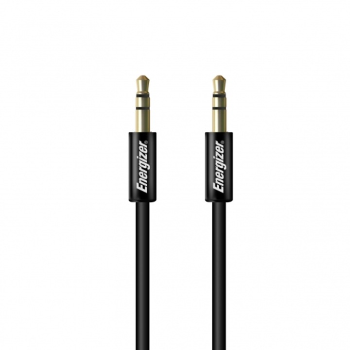 Аудио кабел Energizer, Жак-жак 3.5 мм, Черен