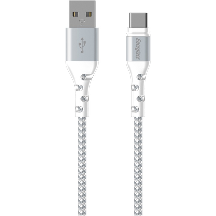 Cablu de date Energizer Metalic, nylon USB-C 2 metri, Alb