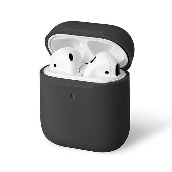 Husa casti Uniq Lino pentru AirPods 1/2, Silicon, Gri inchis