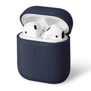 Husa casti Uniq Lino pentru AirPods 1/2, Silicon, Albastru Husa casti Uniq Lino pentru AirPods 1/2, Silicon, Albastru