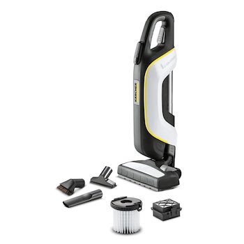 Aspirator vertical fara sac Karcher VC5 Premium, Cordless, 25.2V, teava telescopica de aspirare, duza ingusta, Alb/Negru Aspirator vertical fara sac Karcher VC5 Premium, Cordless, 25.2V, teava telescopica de aspirare, duza ingusta, Alb/Negru