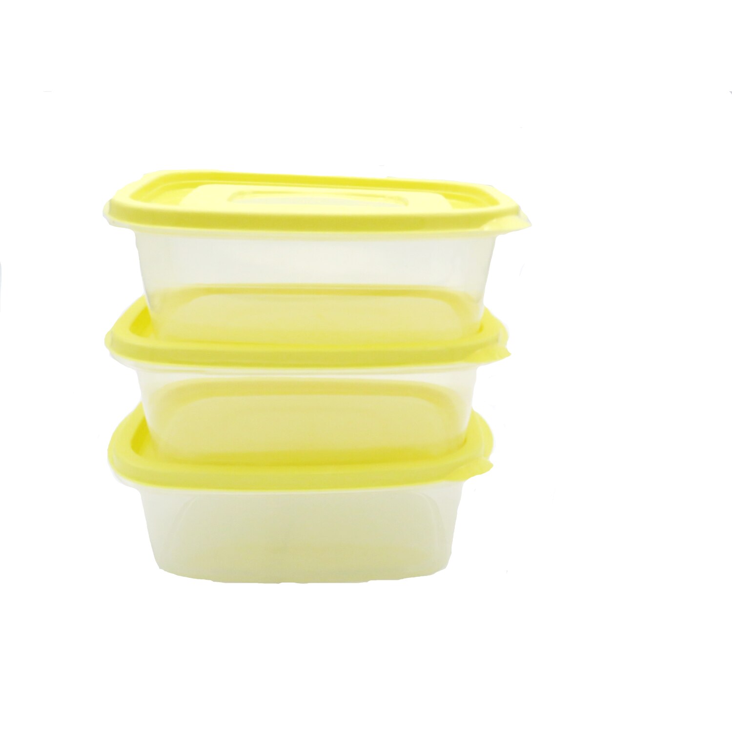 Set 3 boluri din plastic, cu capac galben