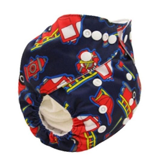 Scutec textil refolosibil Alvababy, reglabil, bambus, model Fireman