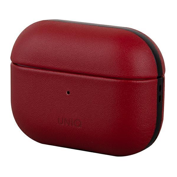 Husa de protectie pentru AirPods Pro, Uniq, Piele naturala, Rosu