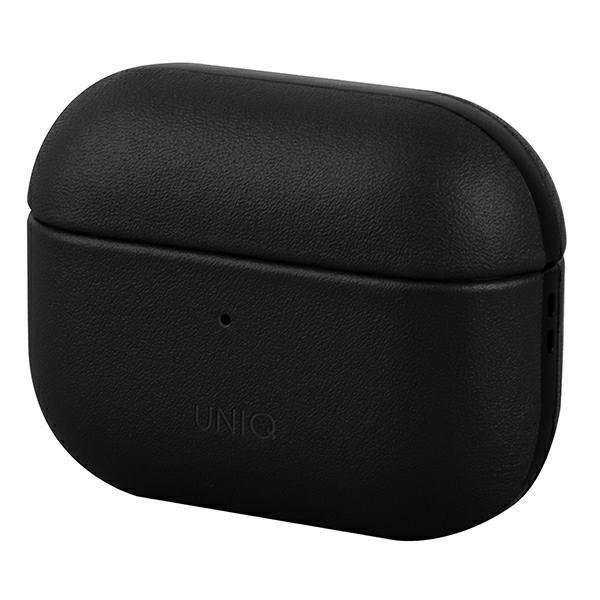 Husa de protectie pentru AirPods Pro, Uniq, Piele naturala, Negru