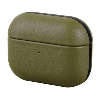 Husa de protectie pentru AirPods Pro, Uniq, Piele naturala, Verde masliniu Husa de protectie pentru AirPods Pro, Uniq, Piele naturala, Verde masliniu
