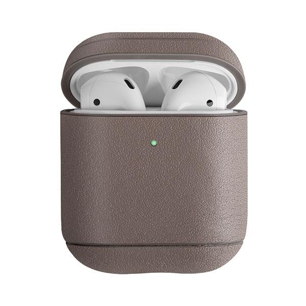 Husa casti Uniq Terra pentru AirPods 1/2, Piele naturala, Bej