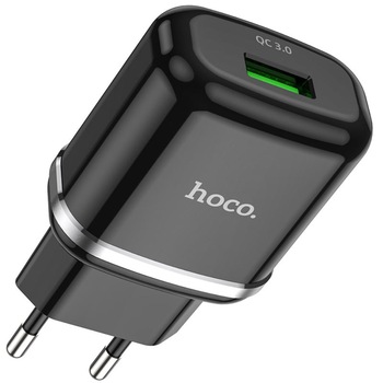 Incarcator priza EU, HOCO N3 Single Port QC 3.0, 5V / 3 A, 18W, 1 x USB, negru Incarcator priza EU, HOCO N3 Single Port QC 3.0, 5V / 3 A, 18W, 1 x USB, negru