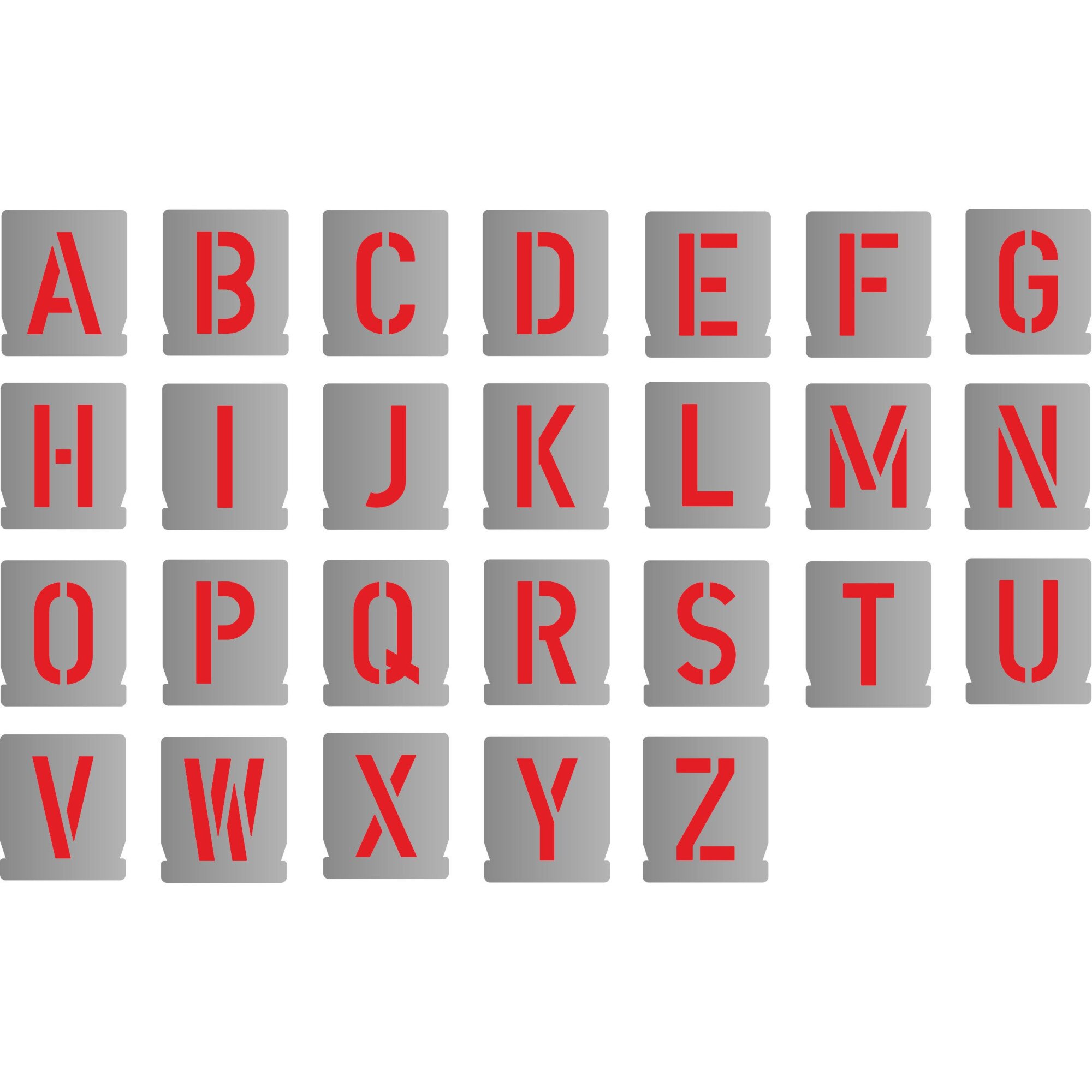 Set sabloane vopsire din metal, font DIN 35mm, 3,5 cm, litere. 26 piese