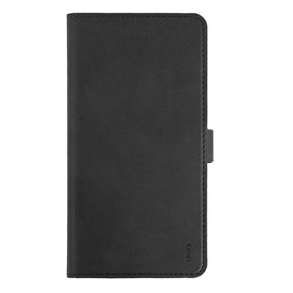Husa de protectie pentru iPhone 12/12 Pro, Uniq, Piele naturala, Negru