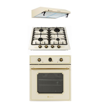 Set incorporabil cuptor electric, plita gaz si hota clasica Luna Retro Beige Studio Casa, 52 l, 6 functii, gratare fonta, 483 mc/h, 2 motoare, Crem Set incorporabil cuptor electric, plita gaz si hota clasica Luna Retro Beige Studio Casa, 52 l, 6 functii, gratare fonta, 483 mc/h, 2 motoare, Crem