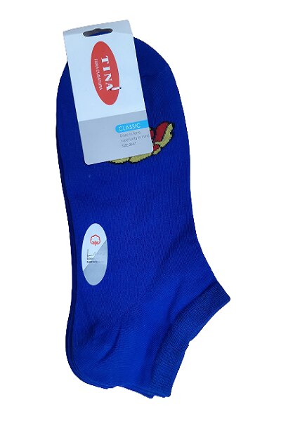 Set 2 perechi sosete dama vesele, albastre, cu model, marime 36-41, bumbac cu elastan