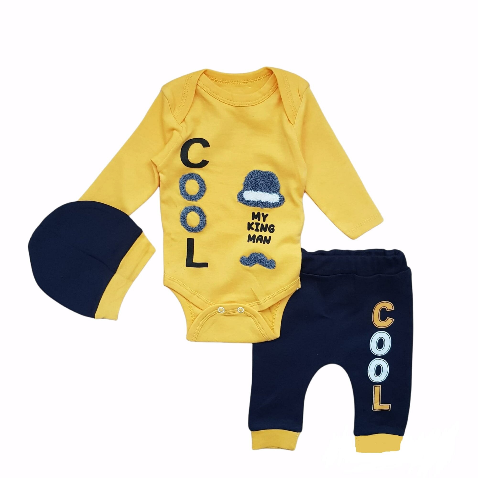 Compleu baieti 3 piese din bumbac, My king man