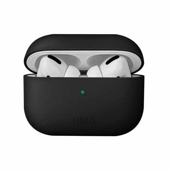 Husa casti Uniq Lino pentru AirPods Pro, Silicon, Negru