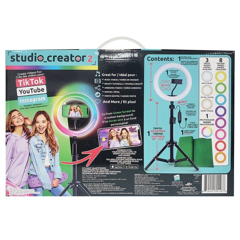 Studio Créateur Vidéo Pour Influenceurs - Kit Complet Avec Fond Vert, Lumière LED Et Trépied