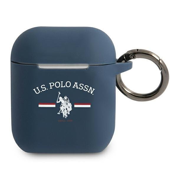 Husa de protectie pentru AirPods 1/2, U.S. Polo Assn, PC/TPU, Albastru