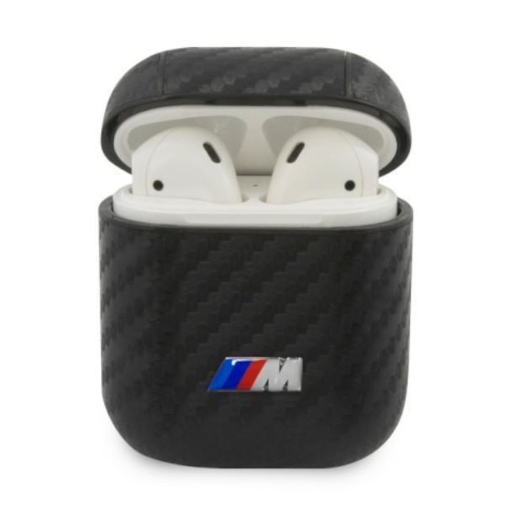 Husa de protectie pentru AirPods 1/2, BMW, PC/Carbon, Negru