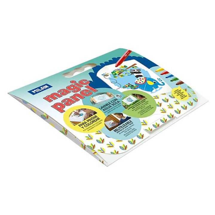 Set pentru Desen Panoul Magic Milan, Multicolor, 1 Panou Reutilizabil, 5 Carioci Lavabile
