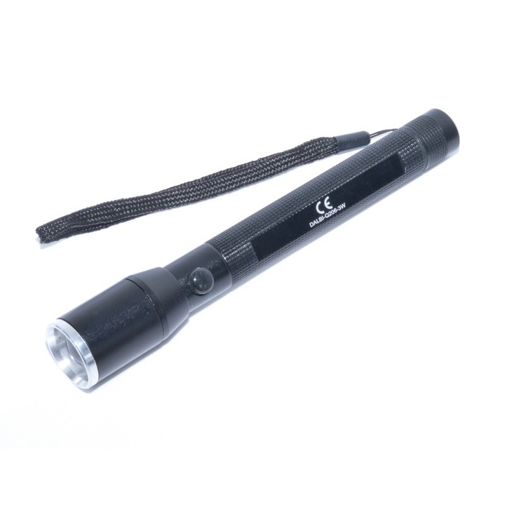 Многофункционален метален LED варио фенер, 3 W, 2x AA захранване, черен, AXT-BBL3576
