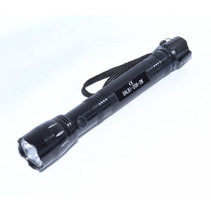 Метален мултифункционален LED фенер, 2 W, 2x AA захранване, черен, AXT-BBL3579
