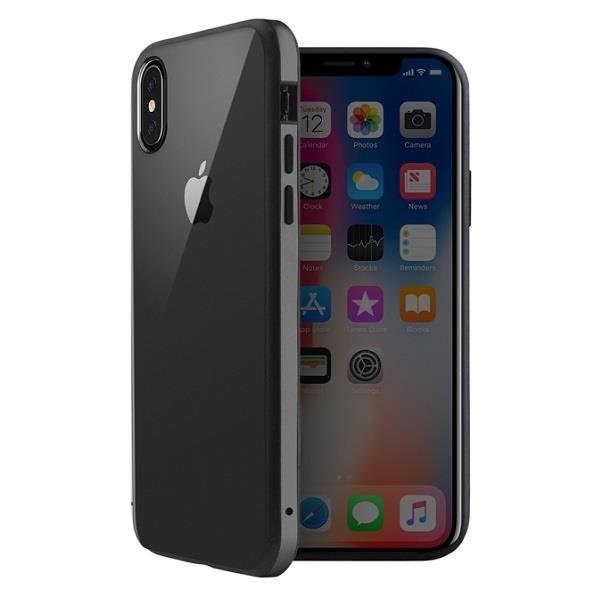 Husa de protectie Uniq Valencia Clear pentru iPhone XS Max, Policarbonat, Aluminiu, Transparent/Gri