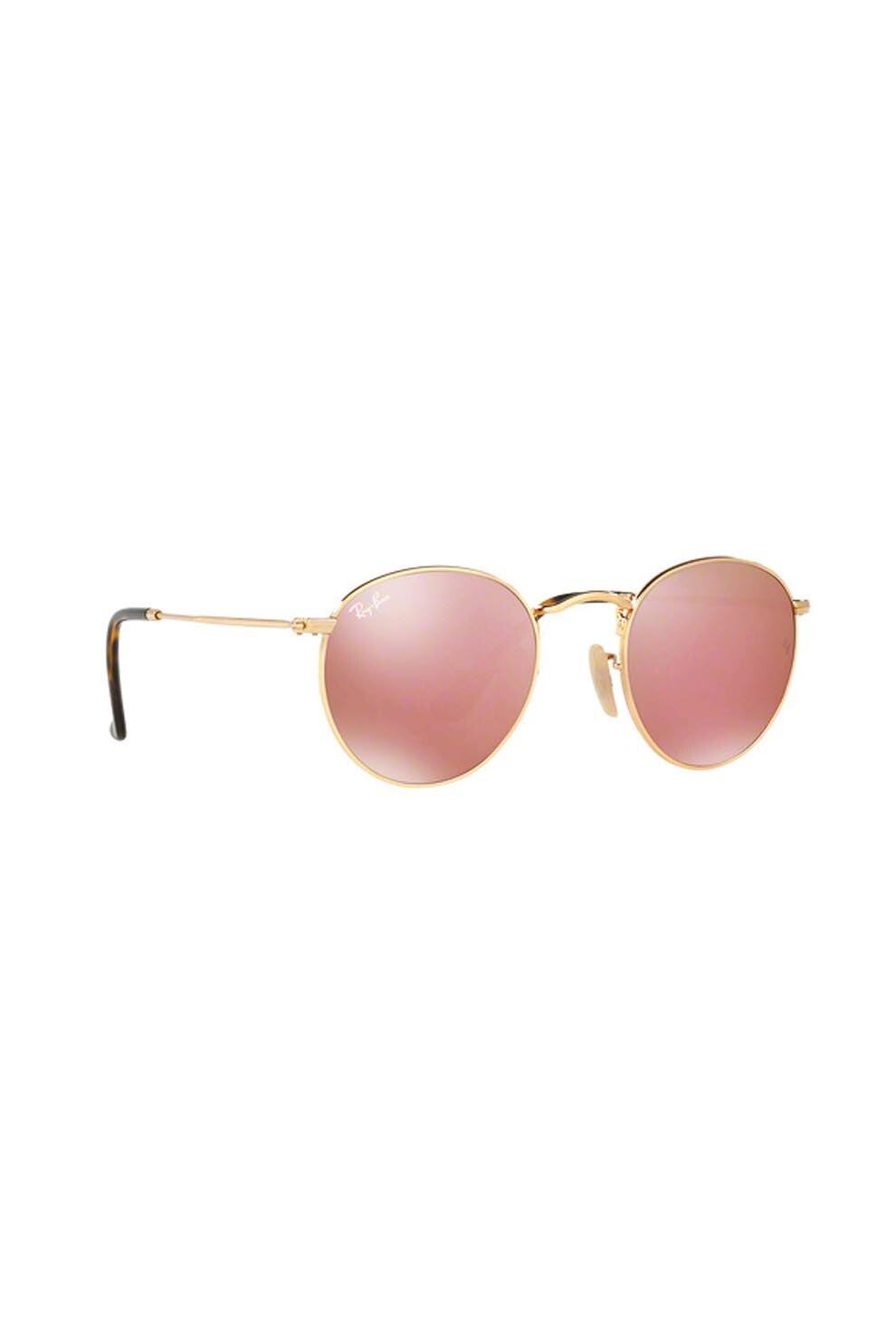 Ochelari de soare dama, Rayban 3447n-round 001/z2, Metal, 50-21-145, Auriu/Roz