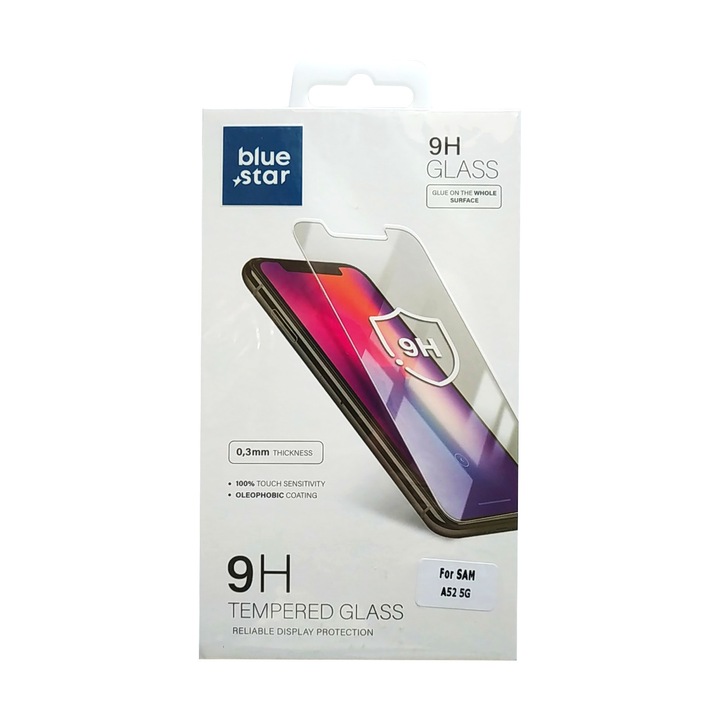 Стъклен протектор Blue Star, Tempered glass, за Samsung Galaxy A52/Galaxy A52s 5G, Безцветен