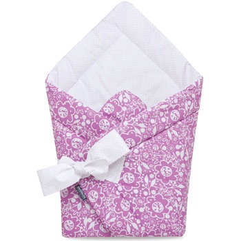 Paturica pentru infasat, Bellochi Purple Caramella, 75x75 cm, bumbac, alb, violet Paturica pentru infasat, Bellochi Purple Caramella, 75x75 cm, bumbac, alb, violet