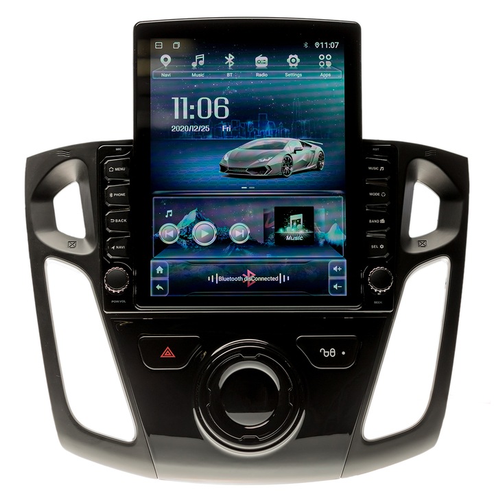 Navigatie AUTONAV ECO Android GPS Dedicata Ford Focus 3 2011-2018, Model XPERT 16GB Stocare, 1GB DDR3 RAM, Display Vertical Stil Tesla 10", WiFi, 2 x USB, Bluetooth, Quad-Core 4 x 1.3GHz, 4 x 50W Audio