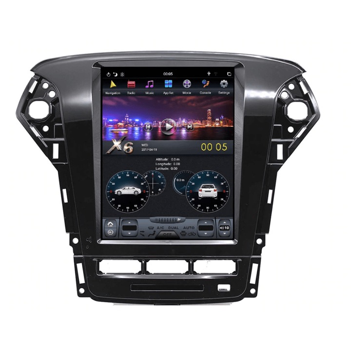 Navigatie AUTONAV Android GPS Dedicata Ford Mondeo MK4 Facelift 2010-2014 Stil Tesla, 64GB Stocare, 2GB RAM, Display Vertical Stil Tesla 10", WiFi, 2 x USB, Bluetooth, Quad-Core 4 * 1.8GHz, 4 * 50W Audio