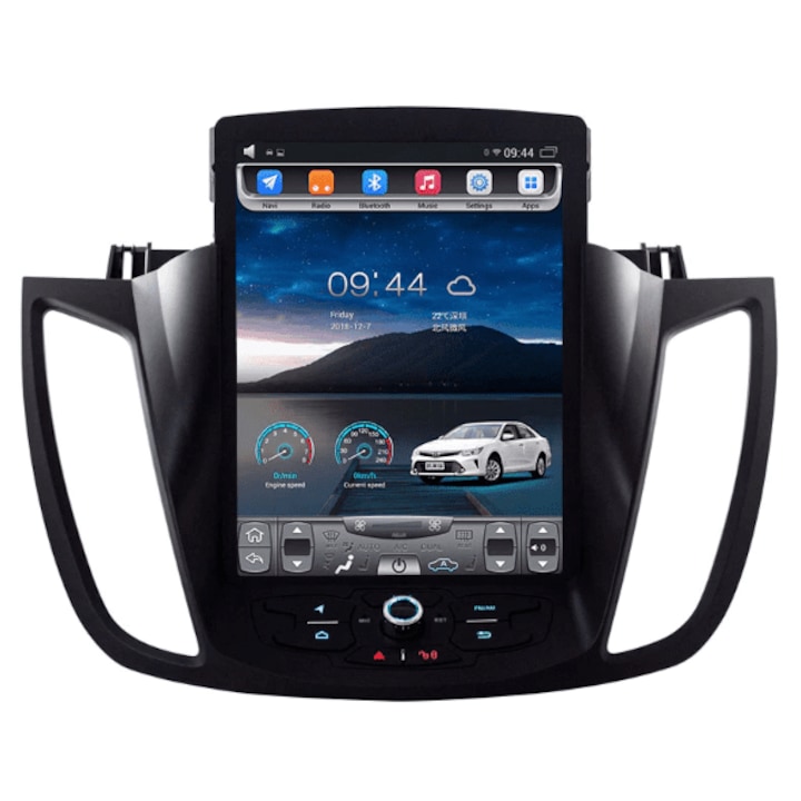 Navigatie AUTONAV Android GPS Dedicata Ford Kuga 2 Dupa 2012 si C-Max 2011-2019 Stil Tesla, 64GB Stocare, 2GB RAM, Display Vertical Stil Tesla 10", WiFi, 2 x USB, Bluetooth, Quad-Core 4 x 1.8GHz, 4 x 50W Audio