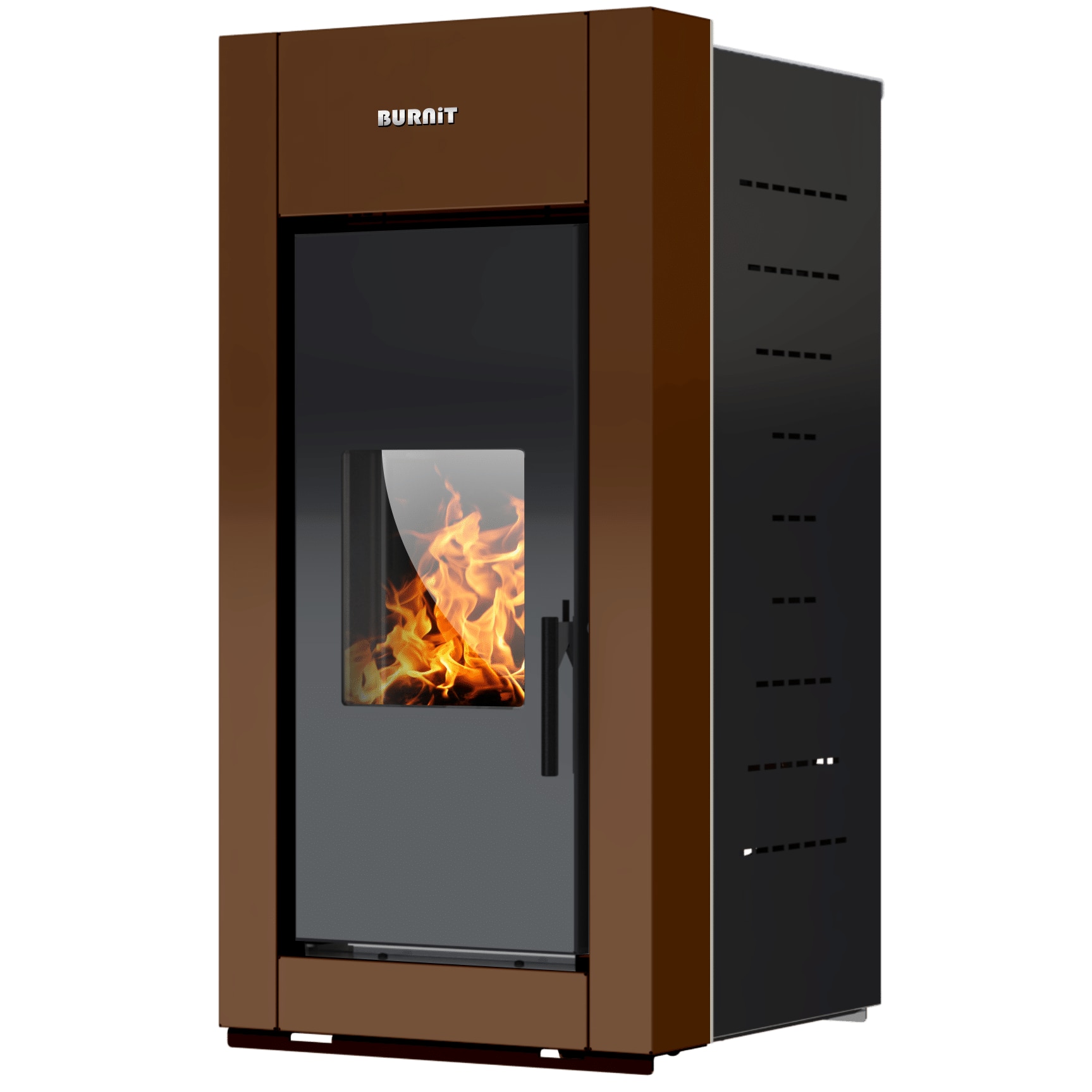 Centrala termosemineu pe peleti Burnit Trend Brown 20 kW, echipata cu pompa de circulatie, vas de expansiune