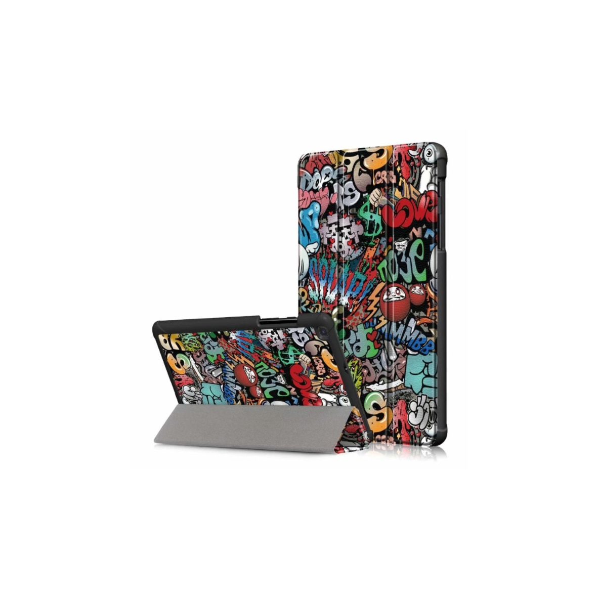 Husa pentru tableta Samsung Galaxy Tab A 10.1 2019, piele ecologica, model graffiti, Multicolor