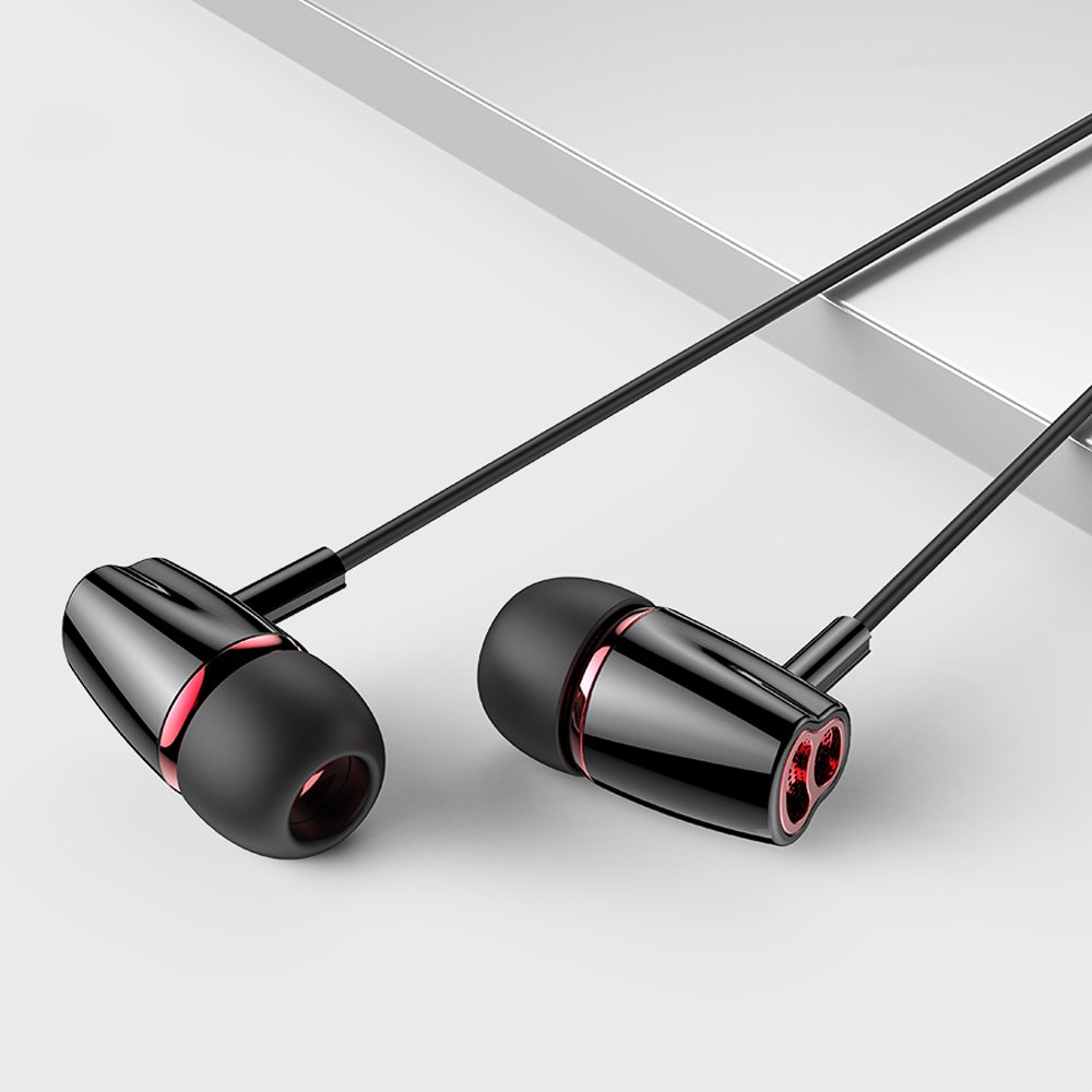 Casti in ear cu microfon, Jack 3.5 mm, Deep bass boost, Negru, HUR-BBL6427