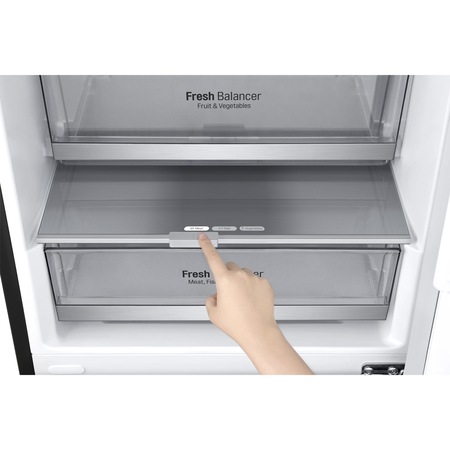 Combina frigorifica LG GBB72MCEGN, 384 l, No frost, Clasa D, Door cooling, H 203 cm, Negru