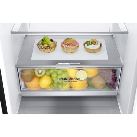 Combina frigorifica LG GBB72MCEGN, 384 l, No frost, Clasa D, Door cooling, H 203 cm, Negru