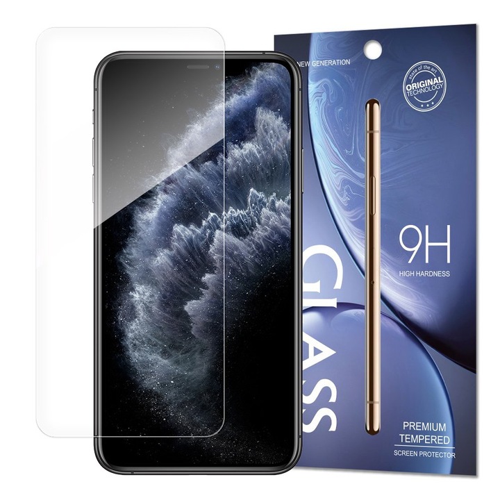 Hurtel védőfólia, 9H üveg, iPhone 11 Pro / iPhone XS / iPhone X-hez, átlátszó