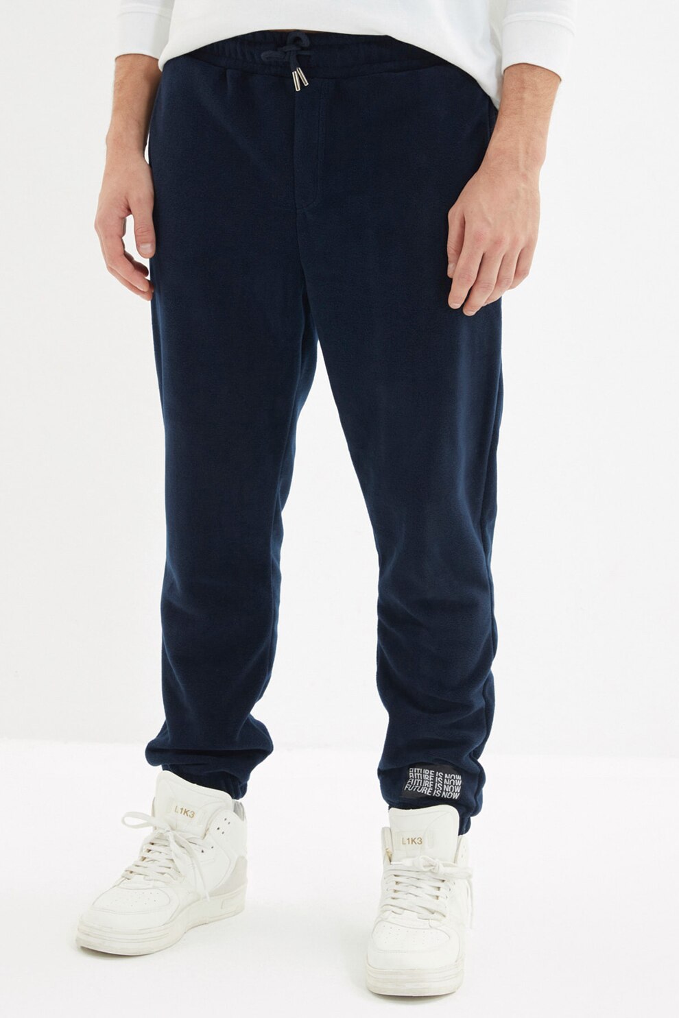 Trendyol, Pantaloni sport regular fit cu talie medie, Bleumarin