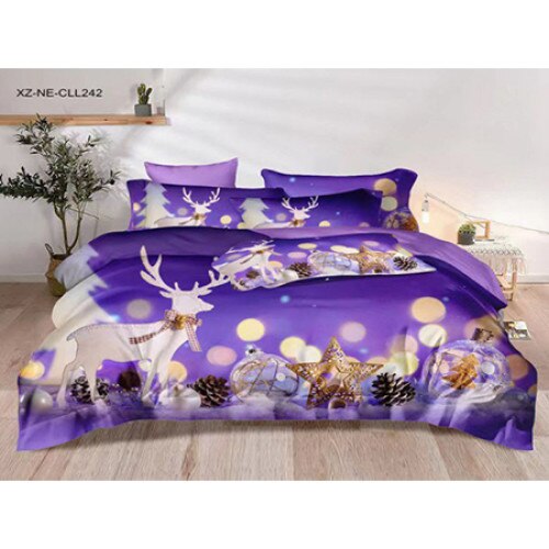 Set lenjerie de pat 2 persoane (180x200 cm) cu imprimeu de Craciun 
