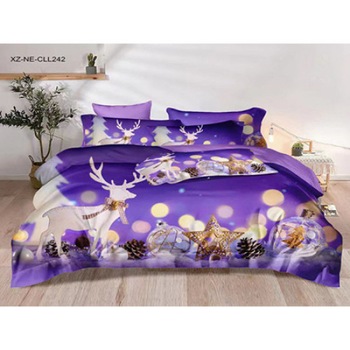 Set lenjerie de pat 2 persoane (180x200 cm) cu imprimeu de Craciun  Set lenjerie de pat 2 persoane (180x200 cm) cu imprimeu de Craciun
