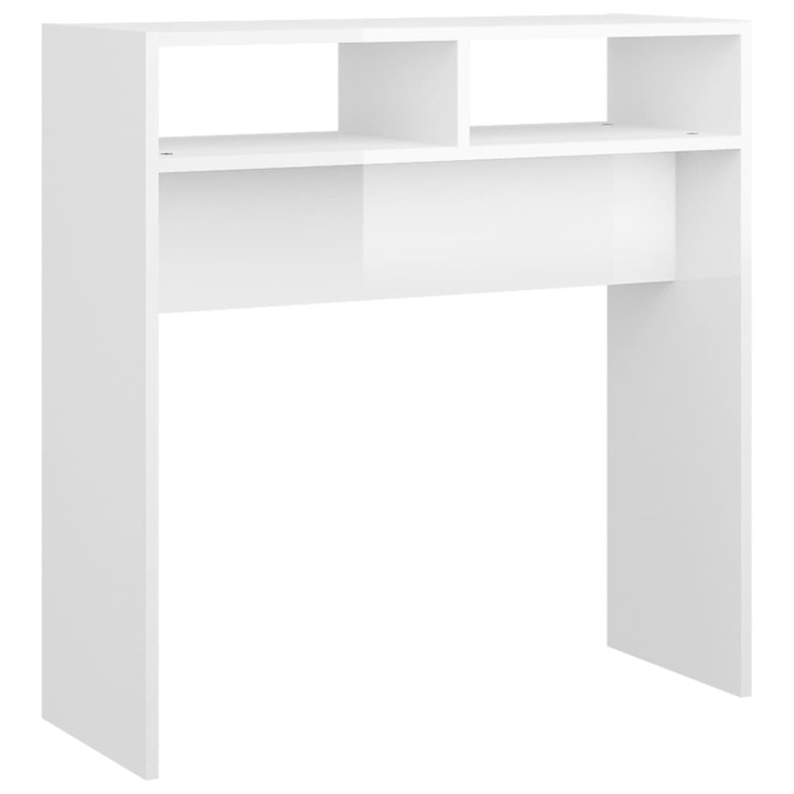 Конзолна маса vidaXL, Бял гланц, 78x30x80 см, Инженерно дърво, 10.4 Kg