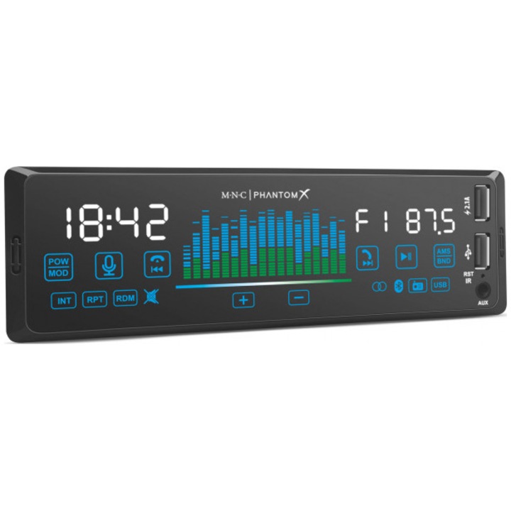 Multimedia Player auto MNC PhantomX 39752 1DIN,4 x 50 W - versiune gestuală, Bluetooth, MP3, AUX, USB