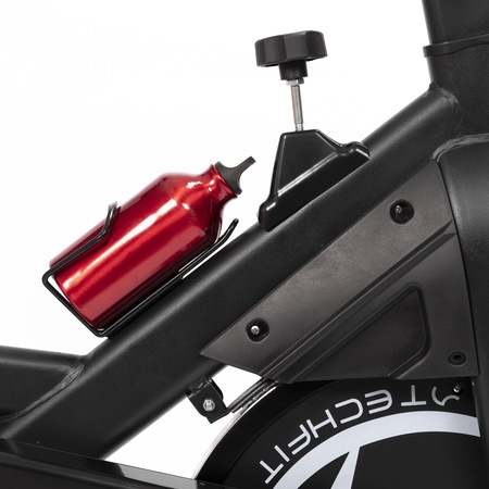Bicicleta spinning magnetica TECHFIT SBK3000, Sistem inertie volanta 18 Kg, Greutate utilizator 120 Kg, Bluetooth, FITSHOW, Suport telefon/tableta, Suport sticla, Roti transport