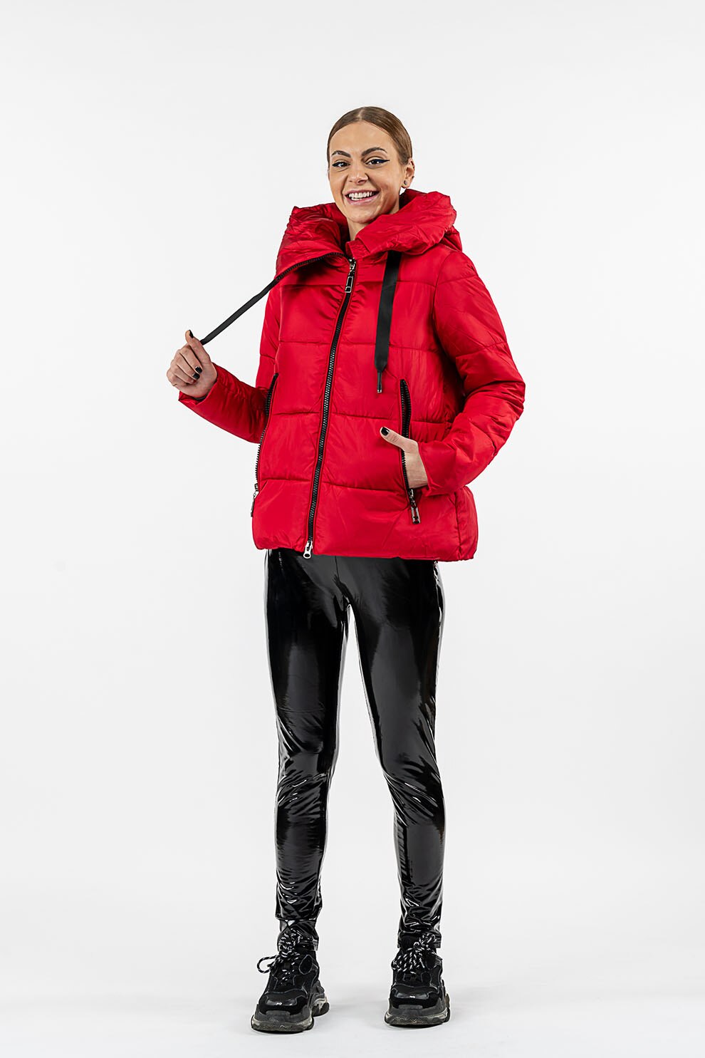 Antonia M, Geaca scurta cu vatelina si aspect matlasat, Rosu, L