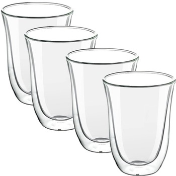 Set 4 pahare din sticla cu pereti dubli, Quasar & Co., termorezistent, design evazat, d 8,5 x h 12 cm, 270 ml Set 4 pahare din sticla cu pereti dubli, Quasar & Co., termorezistent, design evazat, d 8,5 x h 12 cm, 270 ml