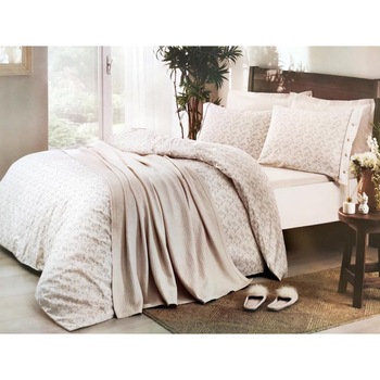 Set Lenjerie de Pat Ranforce Trendy Crem 2 Persoane, 240/260 Set Lenjerie de Pat Ranforce Trendy Crem 2 Persoane, 240/260
