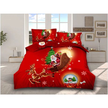 Set lenjerie de pat 2 persoane (180x200 cm) cu imprimeu de Craciun „Santa is coming” (6 piese) Set lenjerie de pat 2 persoane (180x200 cm) cu imprimeu de Craciun „Santa is coming” (6 piese)